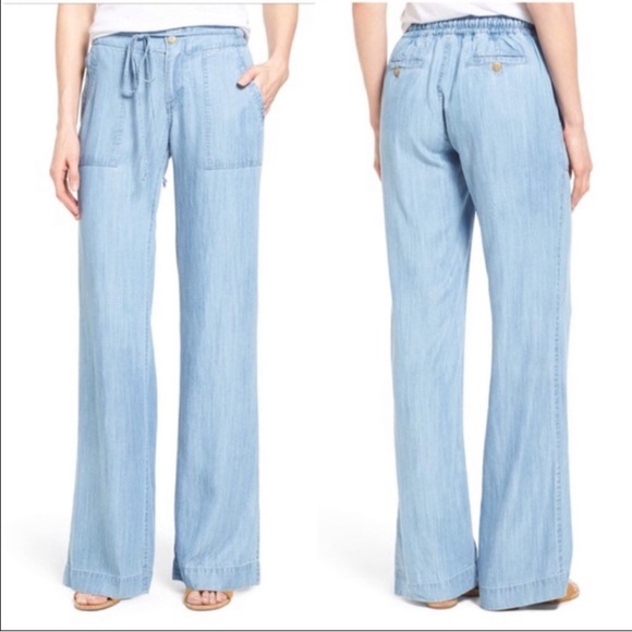 Wide leg chambray pants - Picture 1 of 5